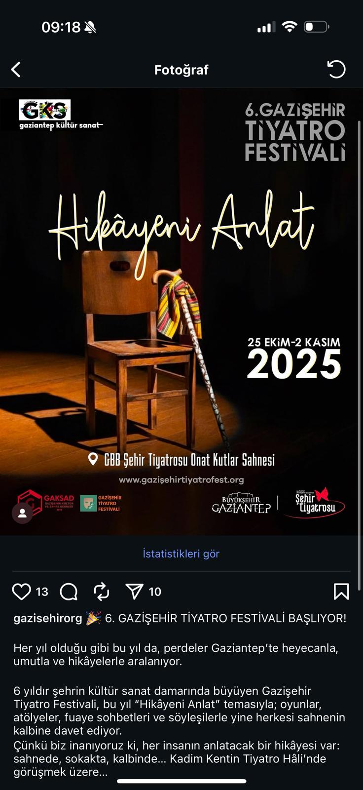 Her Sahne Yeni Bir Hikâye: 6. Gazişehir Tiyatro Festivali Başlıyor