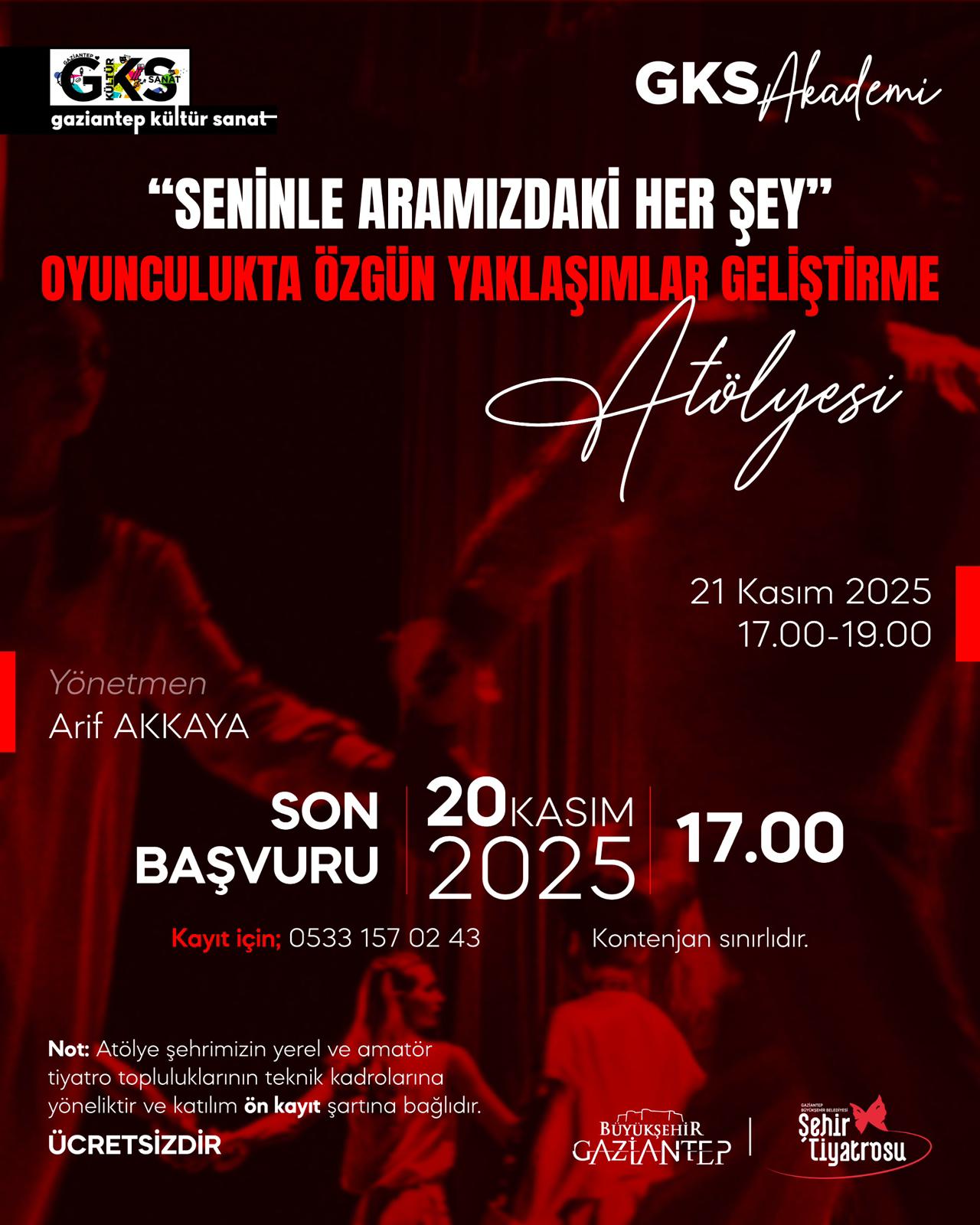 “Seninle Aramızdaki Her Şey” – Oyunculukta Özgün Yaklaşımlar Geliştirme Atölyesi